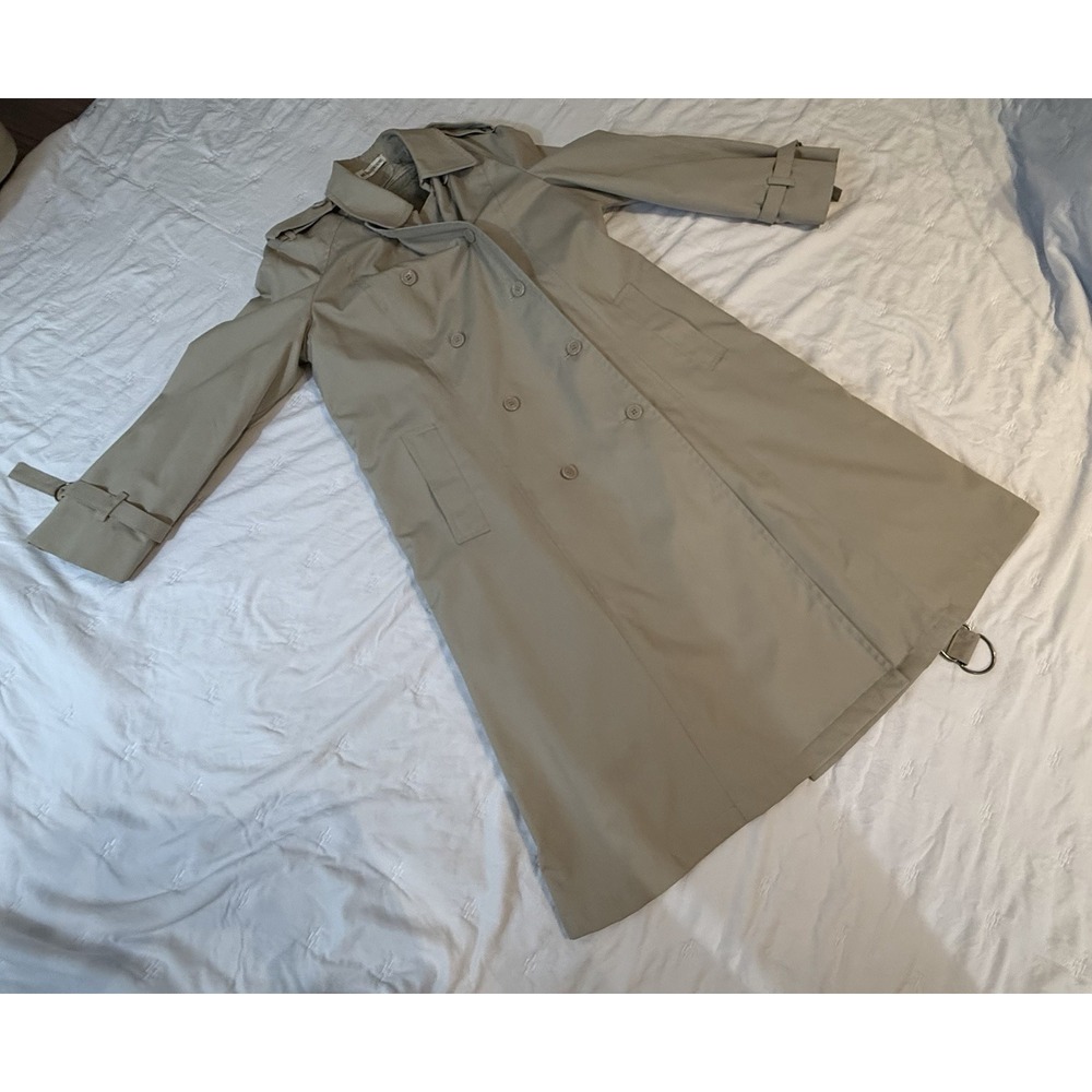 Vintage Westbound Dillard's Trench Coat Womens 14 Beige Zip Out Liner Belted